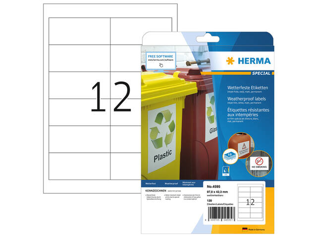 ETIKET HERMA 4595 970X423MM A4 POLYESTER WIT 1