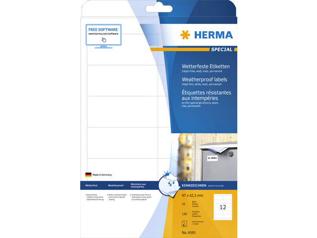 ETIKET HERMA 4595 970X423MM A4 POLYESTER WIT 3